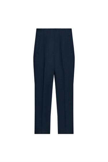 HIGH-WAIST TROUSERS - Navy blue by Zara