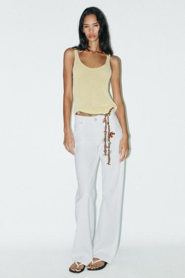 TOP PUNTO ESCOTE REDONDO - Amarillo claro de Zara