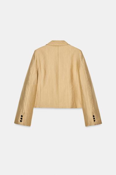 BLAZER COURTE MÉTALLISÉE ZW COLLECTION - Doré de Zara - Image 4