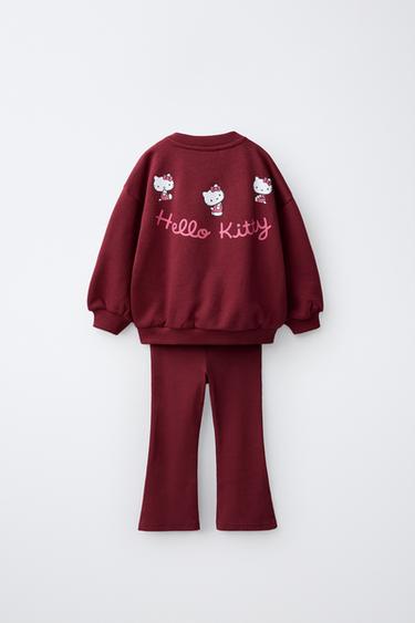 КОМПЛЕКТ ИЗ ТОЛСТОВКИ И РАСКЛЕШЕННЫХ ЛЕГИНСОВ HELLO KITTY © — ЦВЕТ БУРГУНДСКОГО ВИНА от Zara