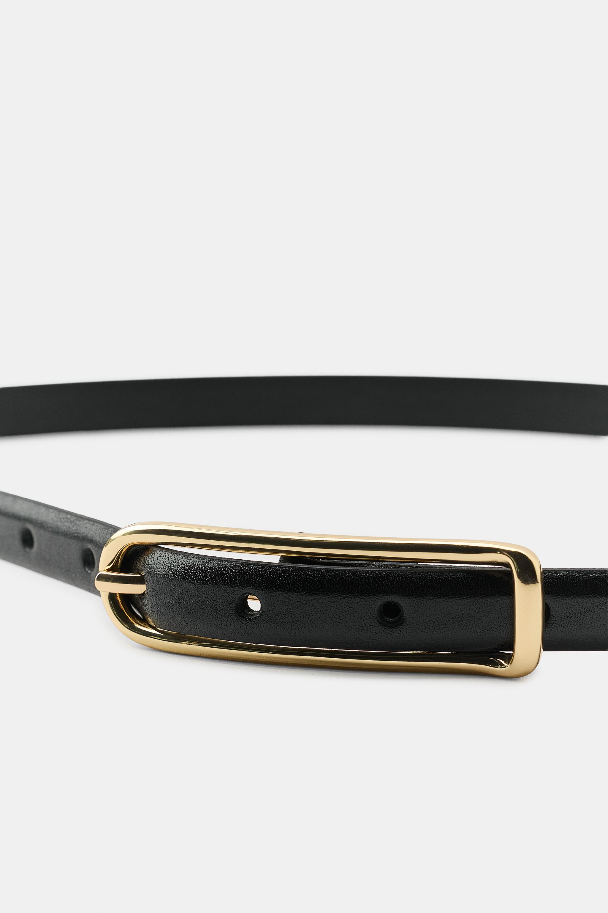 100% LEATHER SKINNY BELT