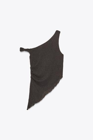 ASYMMETRIC TEXTURED TOP - Dark brown by Zara - Image 1