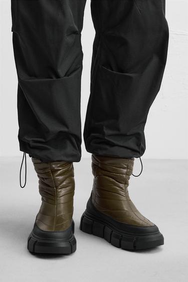 BOTTES MATELASSÉES - Kaki clair de Zara - Image 1