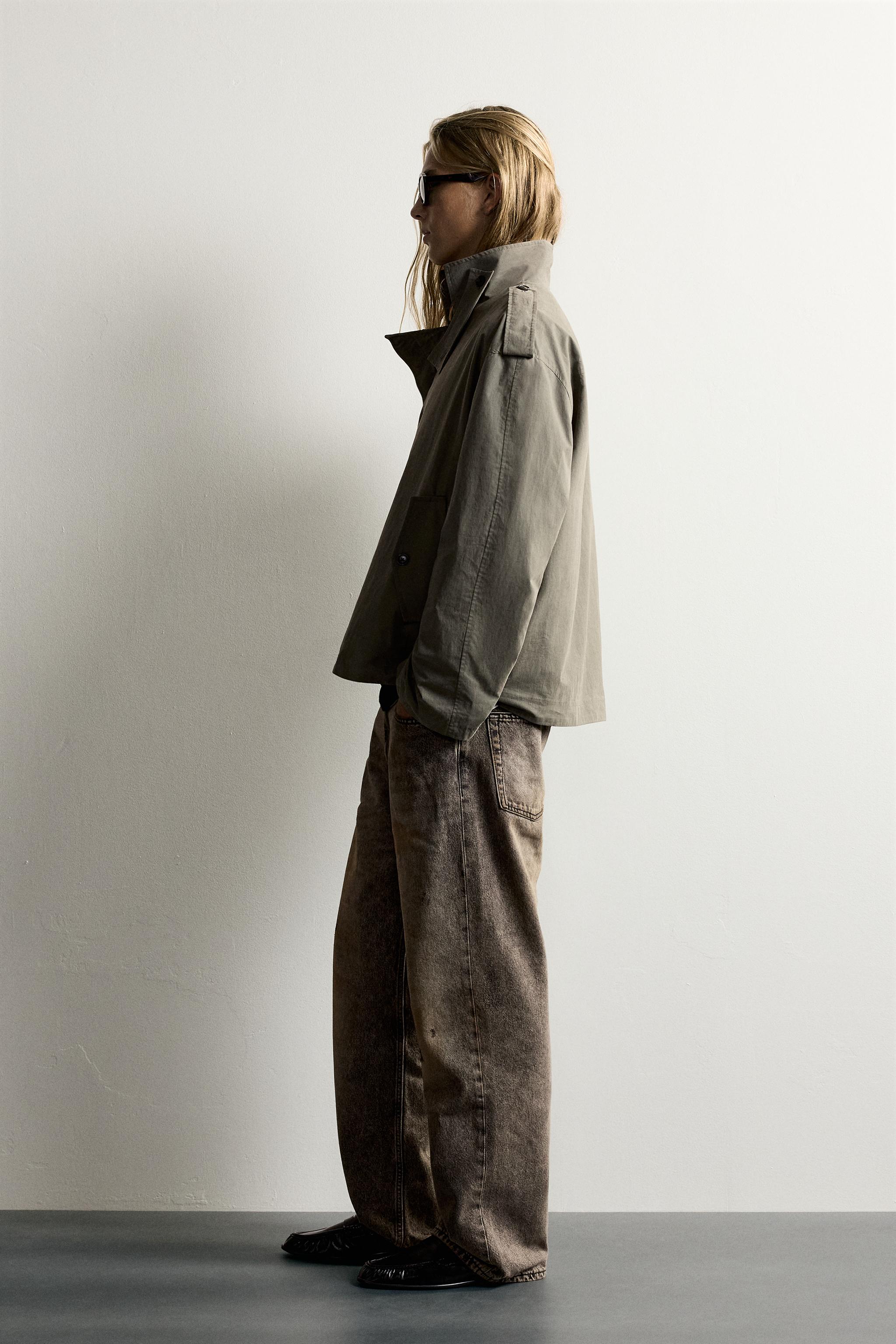 Мужские куртки Zara CROPPED TECHNICAL TRENCH COAT — фото 4