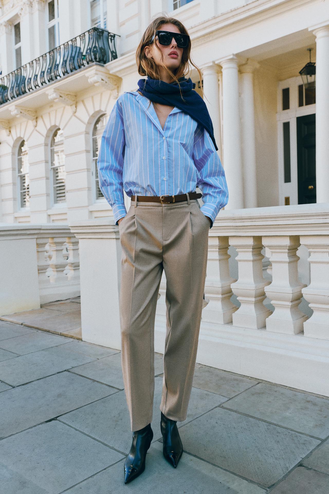 BELTED ANKLE PANTS — Sand / Marl