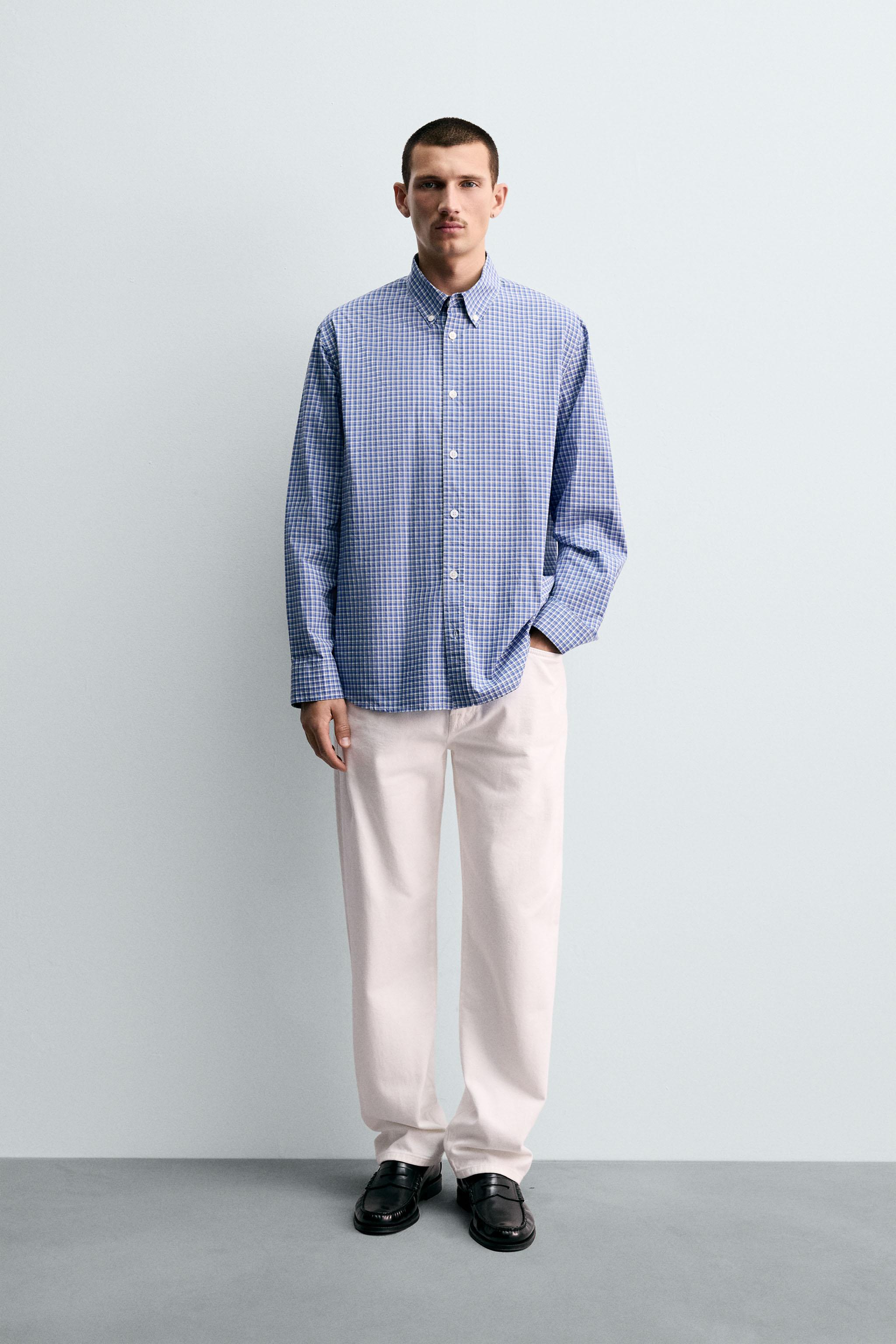 REGULAR FIT CHECK SHIRT - Blue | ZARA Japan / 日本