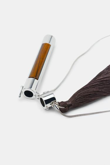 METAL TUBE FRINGE NECKLACE - Silver by Zara - Image 3