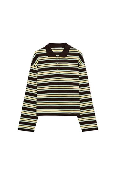 POLO RAYURES MANCHES LONGUES - Marron-Bleu de Zara