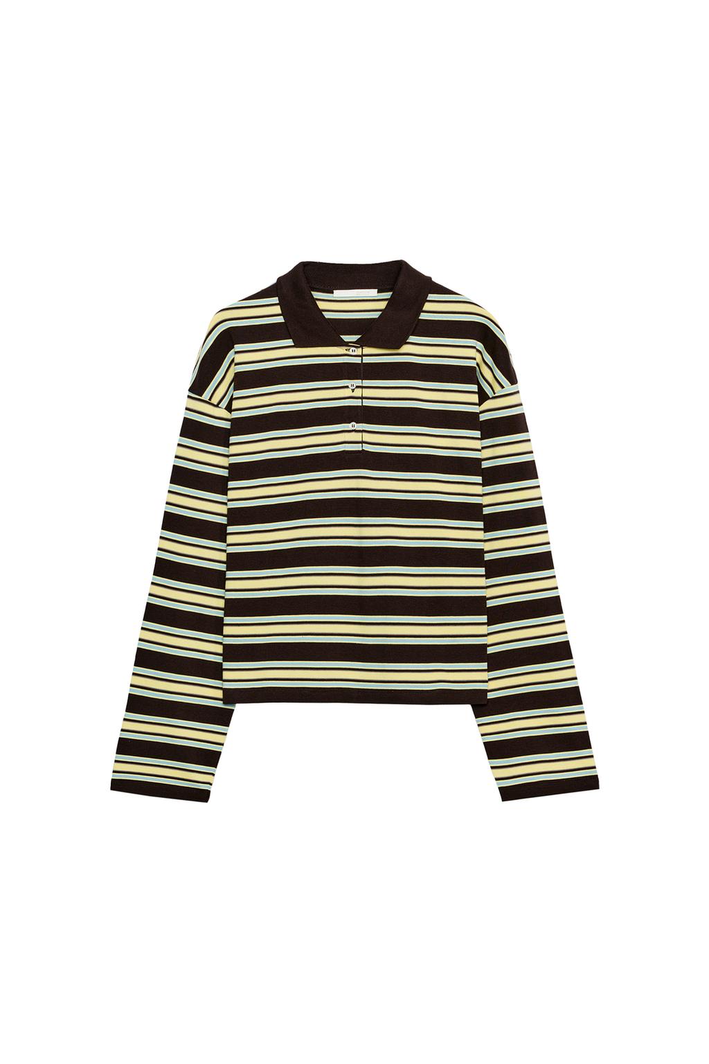 STRIPED LONG SLEEVE POLO - image 3