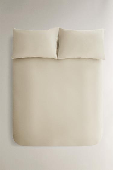 WASHED COTTON PERCALE DUVET COVER X SOCIETY LIMONTA - Stone by Zara