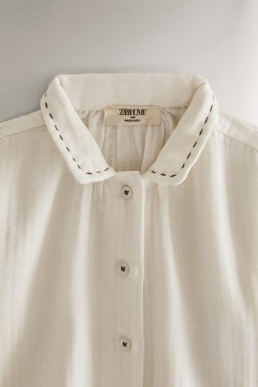 CHEMISE BÉBÉ COTON MOUSSELINE - Blanc cassé de Zara - Image 1