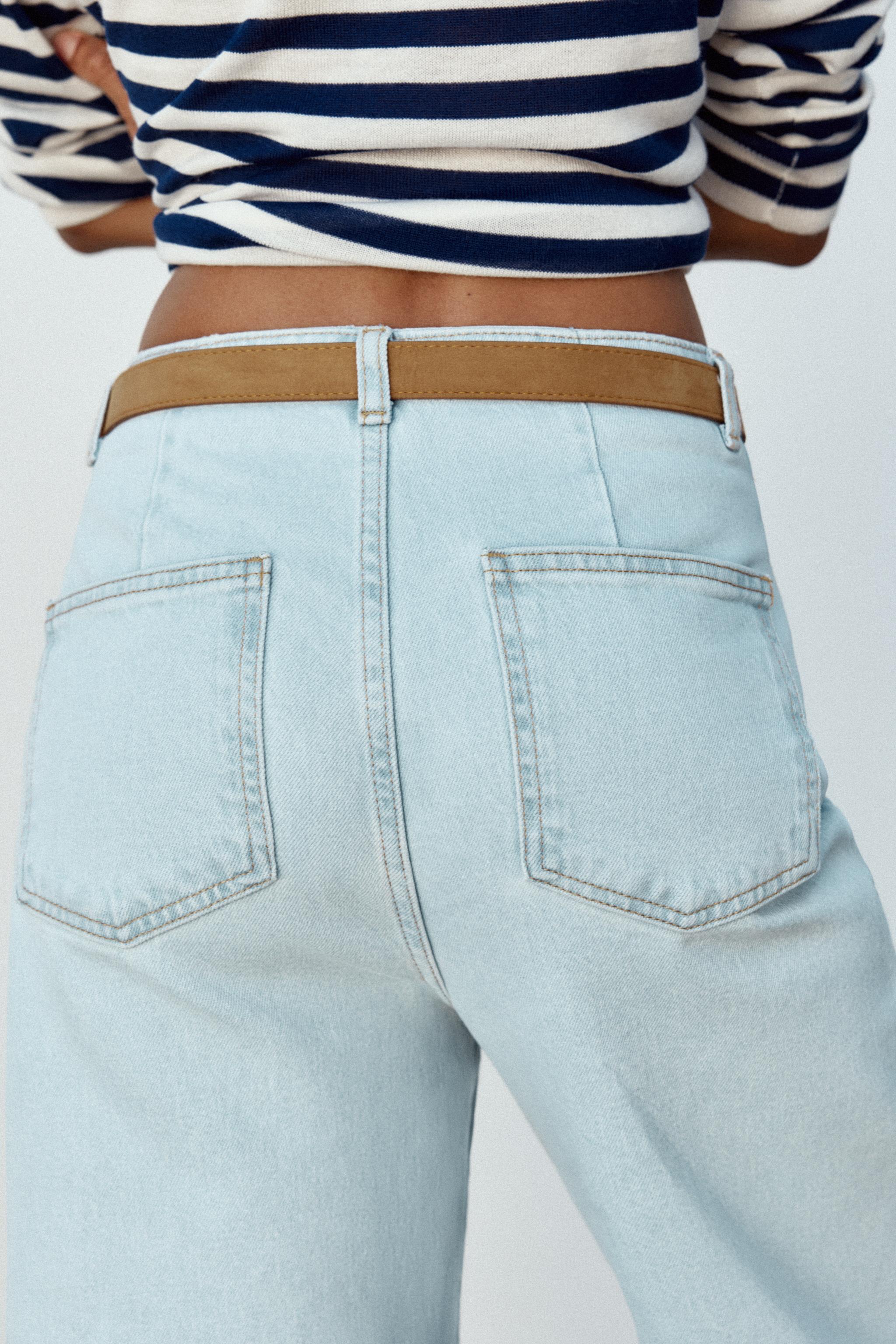 Z1975 WIDE-LEG CROPPED ハイウエスト ベルテッドデニムパンツ