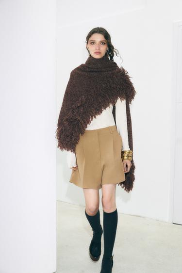 Zara PLEATED SHORTS - taupe brown