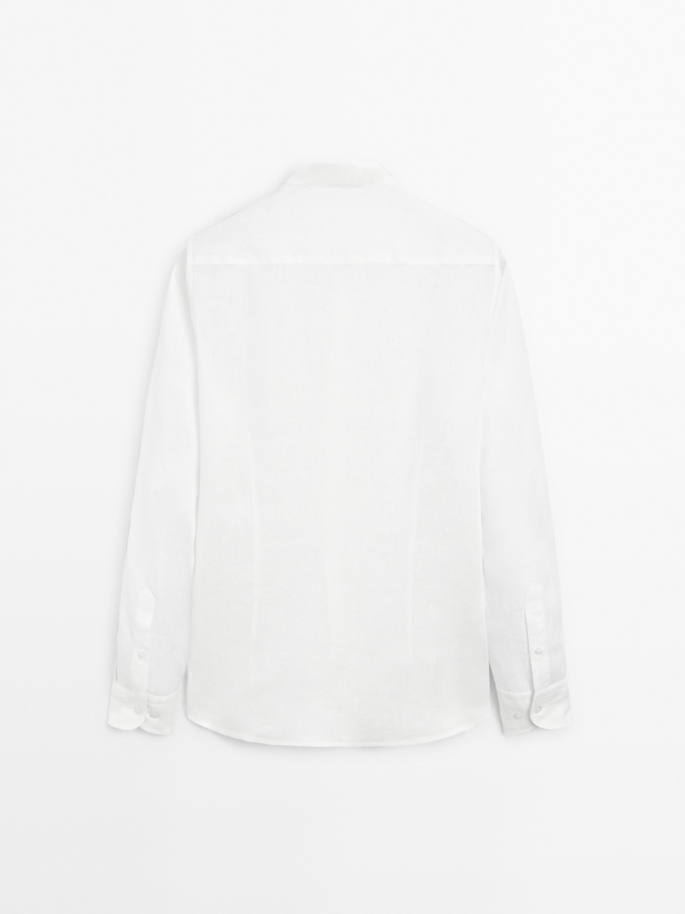 Regular fit shirt with stand collar