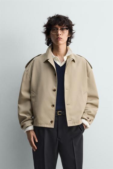 Zara LIMITED EDITION CROPPED FIT JACKET WITH LOOPS - Greenish