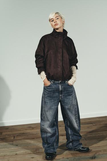 BLOUSON BOMBER EFFET DAIM - Marron de Zara