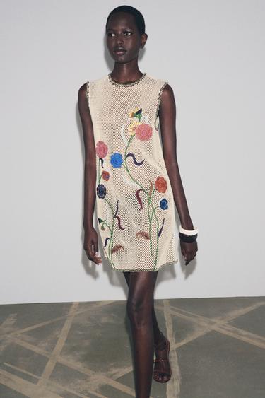 ZW COLLECTION FLORAL EMBROIDERED CROCHET DRESS - Multicoloured by Zara