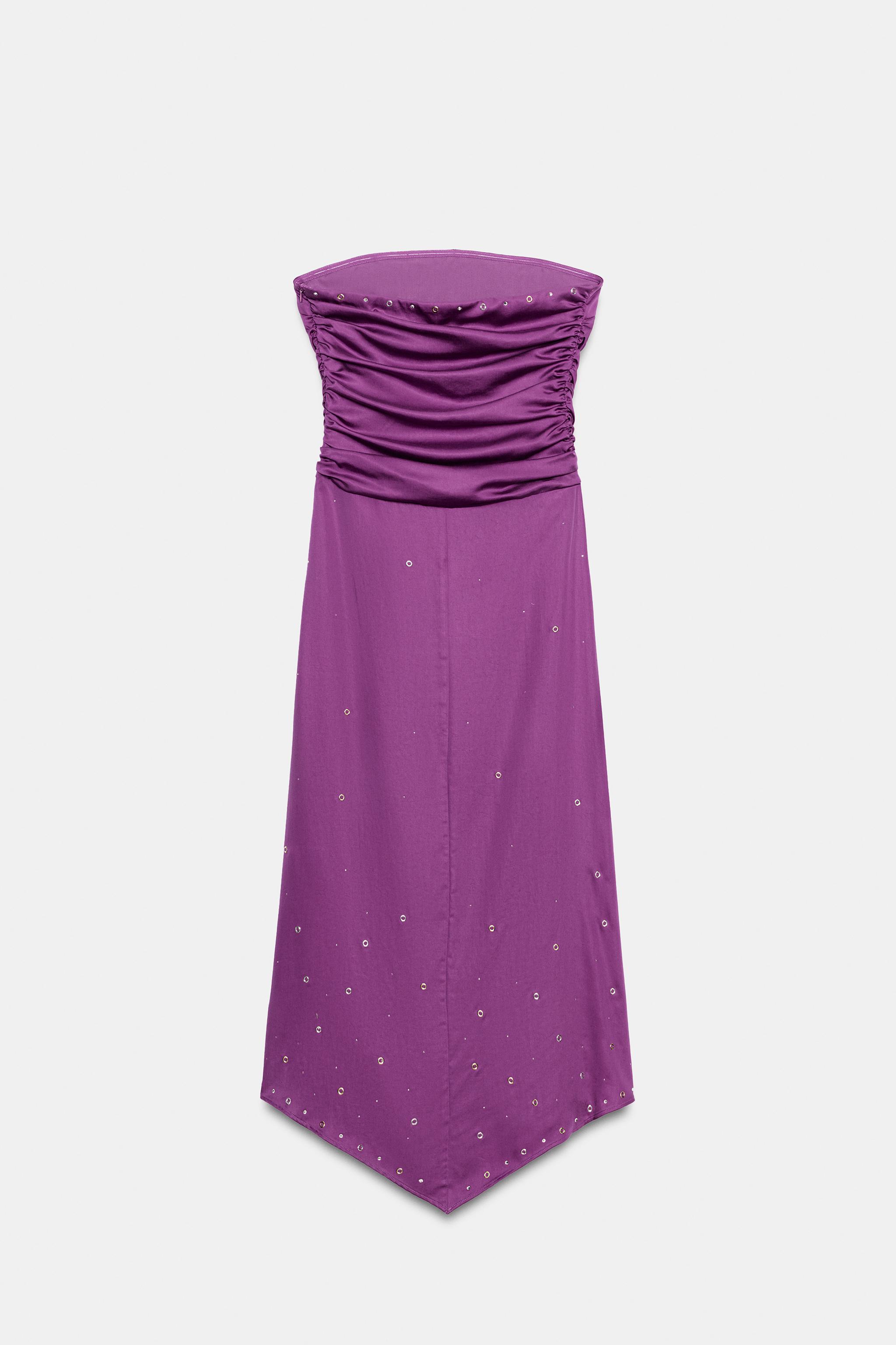 Женские платья Zara RHINESTONE EYELET MIDI DRESS — фото 6
