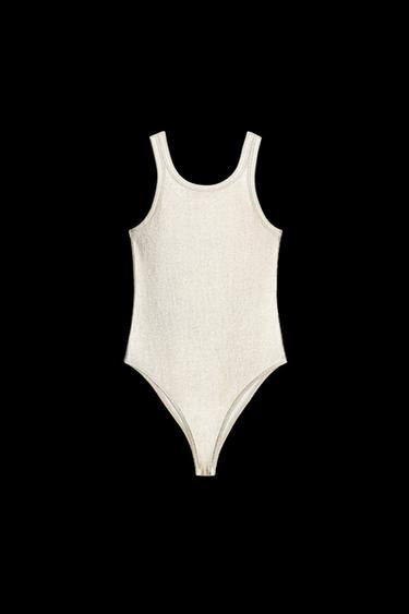 METALLIC RIBBED BODYSUIT - Golden by Zara