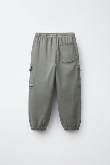 PANTALON DE JOGGING CARGO À ÉTIQUETTE - Kaki clair de Zara - Image 1