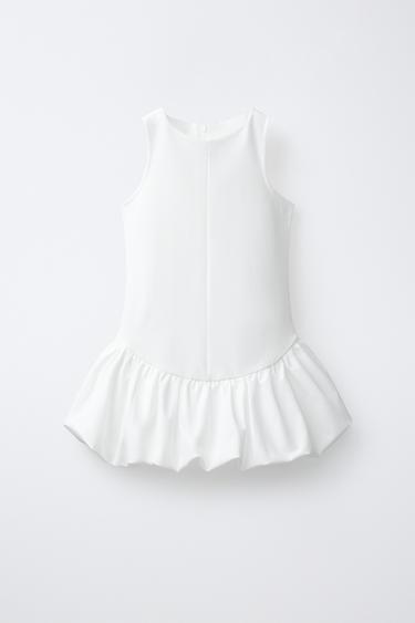 VESTIDO FALDA GLOBO - Blanco de Zara