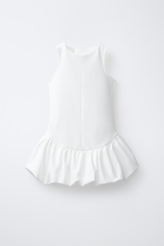 VESTIDO FALDA GLOBO - Blanco de Zara - Imagen 0
