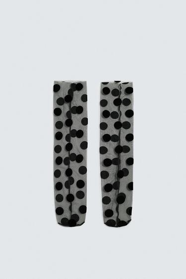Zara HARRY LAMBERT FOR ZARA X DISNEY 點點紗網高筒襪 - 黑色
