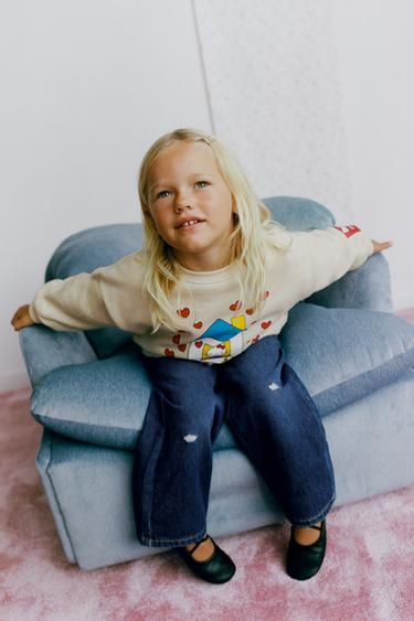 RIPPED FLUID WIDE-LEG JEANS - Blue by Zara