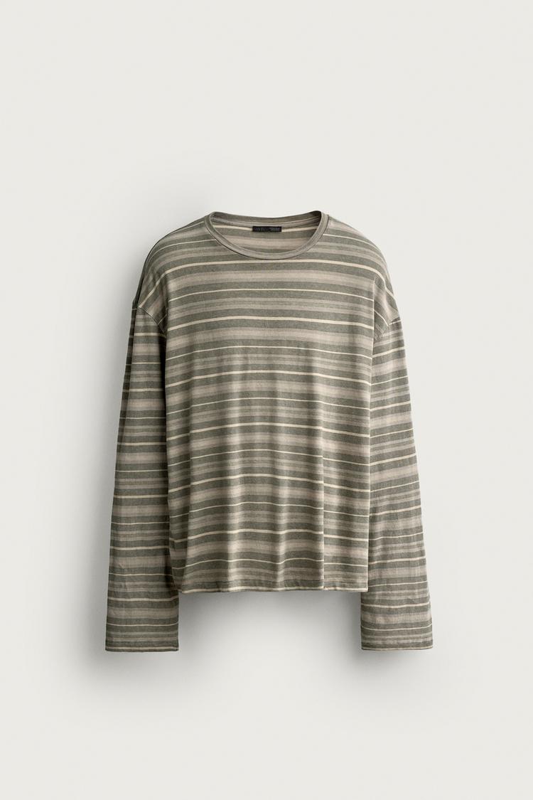 Camiseta boxy fit jacquard rayas
