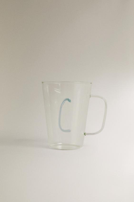 CANECA DE BOROSSILICATO COM INICIAL C - Turquesa-claro da Zara - Imagem 0