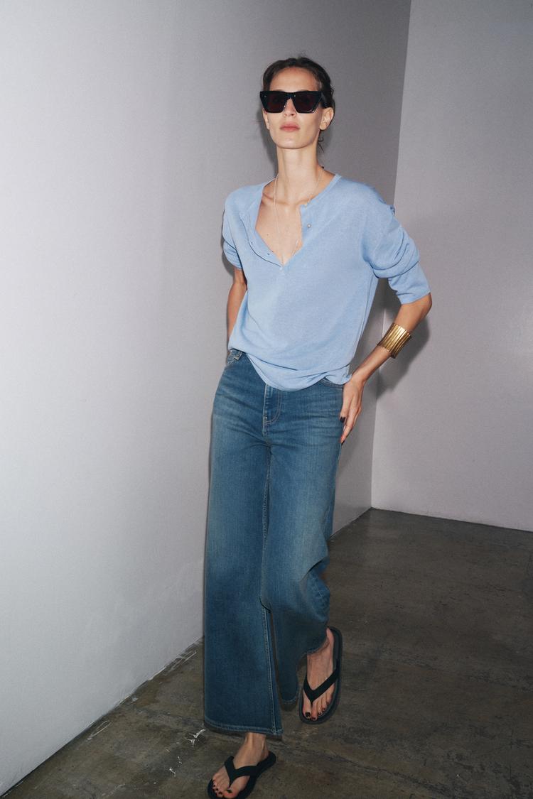 OVERSIZED BASIC KNIT SWEATER Light blue ZARA United States