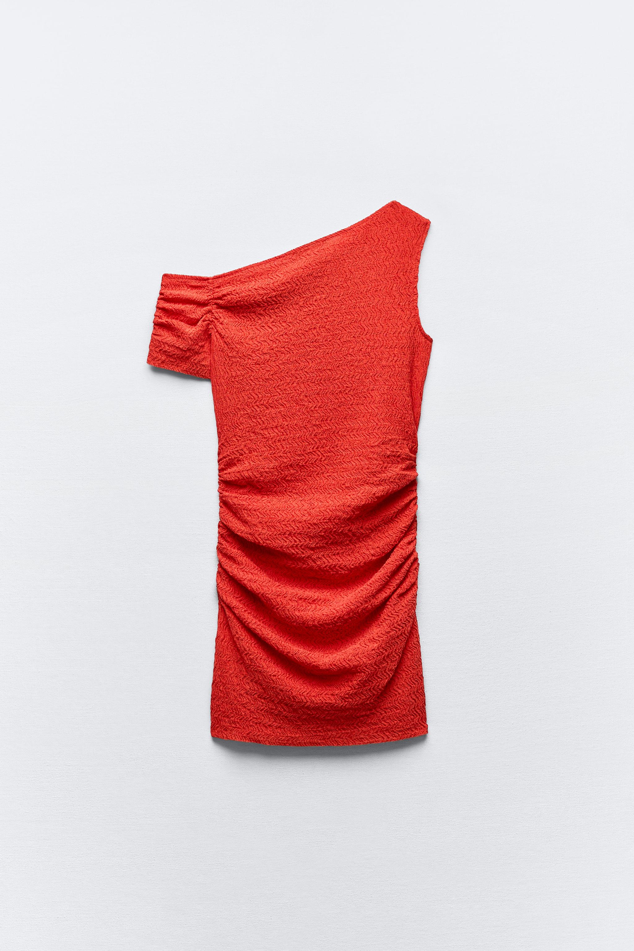 TEXTURED ASYMMETRIC DRESS - Light red | ZARA United States