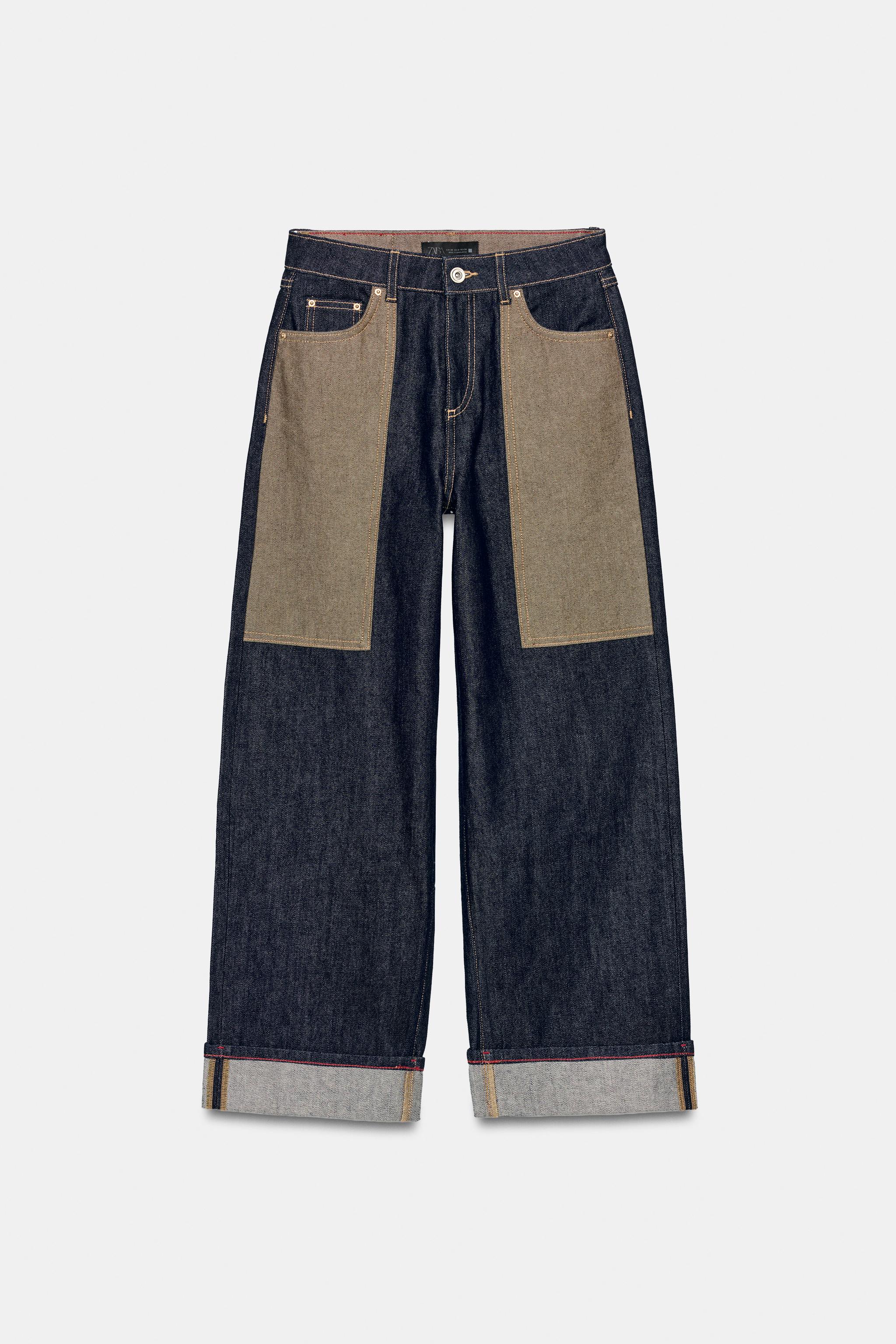 Z1975 コンビネーション ハイウエスト デニムパンツ - ブルー | ZARA