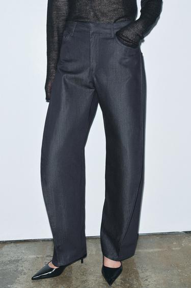 PANTALONS DENIM BALLOON ZW COLLECTION - Gris de Zara