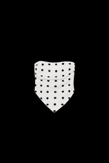 SATIN BANDEAU TOP WITH TIED POLKA DOT DETAIL - Black / White by Zara - Image 0