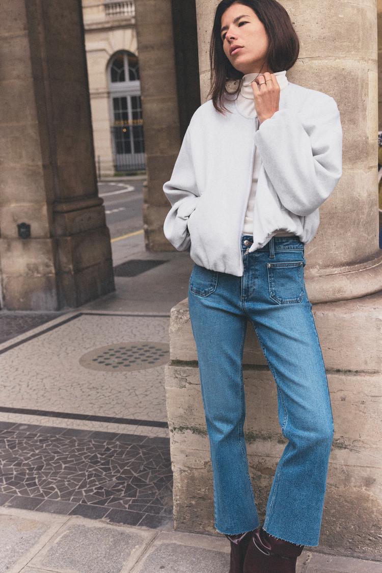 ソフトストレッチトリムボンバージャケット - エクリュ | ZARA Japan 