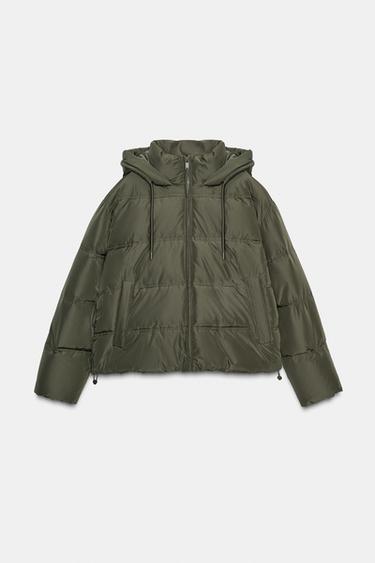 SHORT HOODIE WATER AND WIND PROTECTION ANORAK - Khaki by Zara