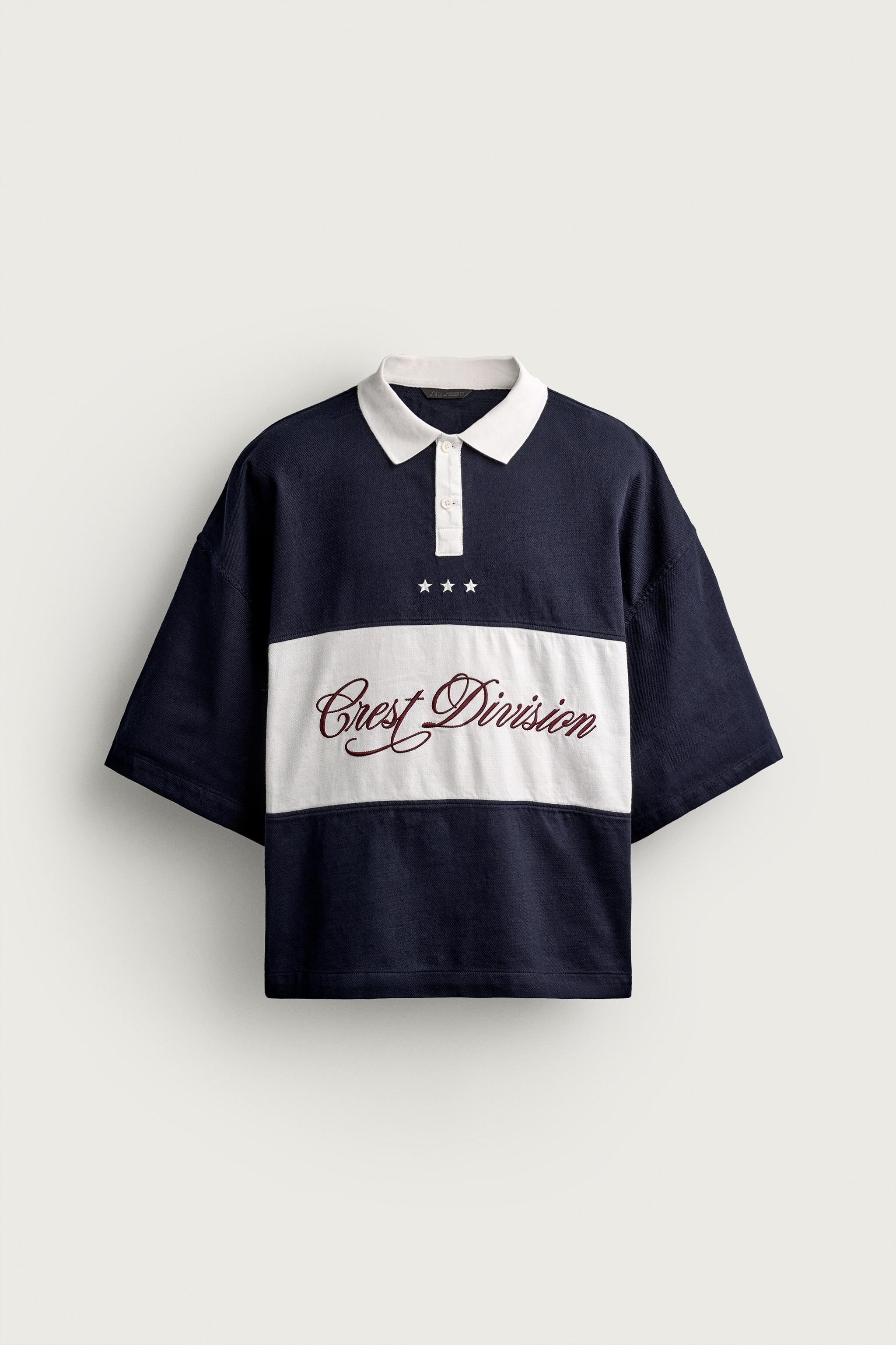 COLORBLOCK BOXY FIT POLO SHIRT - Navy / White | ZARA United States