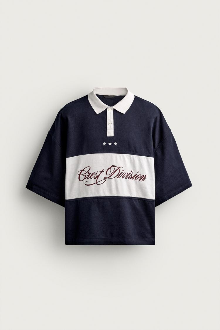 Camisa polo boxy fit color block