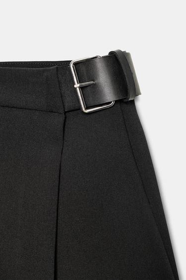 PLEATED SKORT WITH BELT - Black by Zara - Image 8