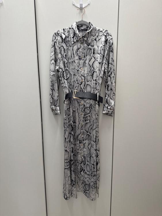 grey snake print shirt dress SATIN SECOND HAND Maxi dress