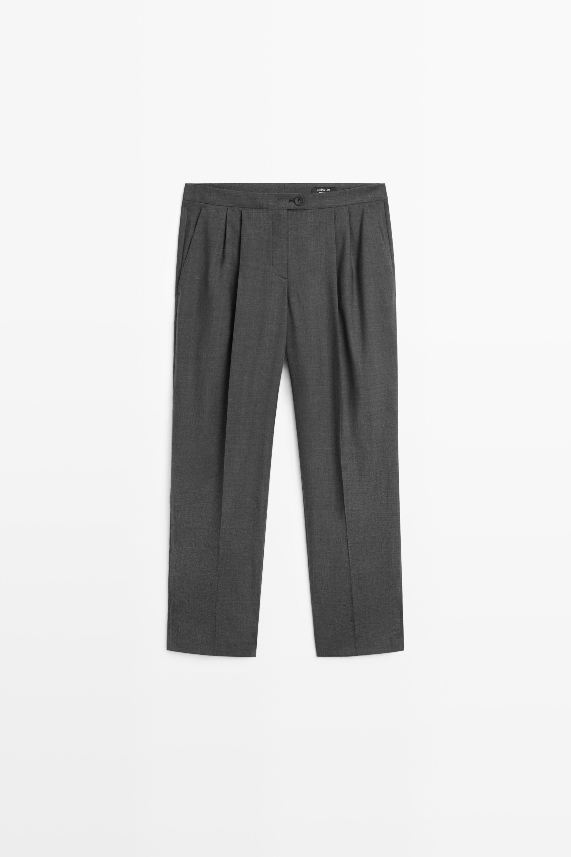 100% cool wool pleated pants