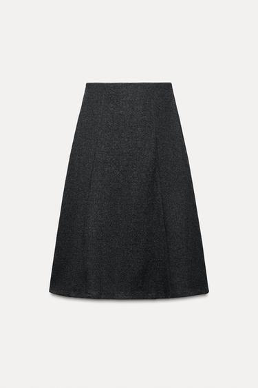 FALDA MIDI SOFT BOTONES - Gris vigoré de Zara
