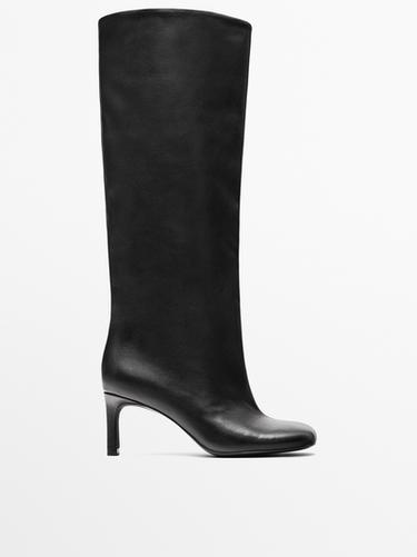 Bota gaucha piel punta redonda - Negro de Zara