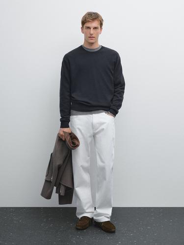 Pull en maille de cachemire à col rond - Bleu marine de Zara