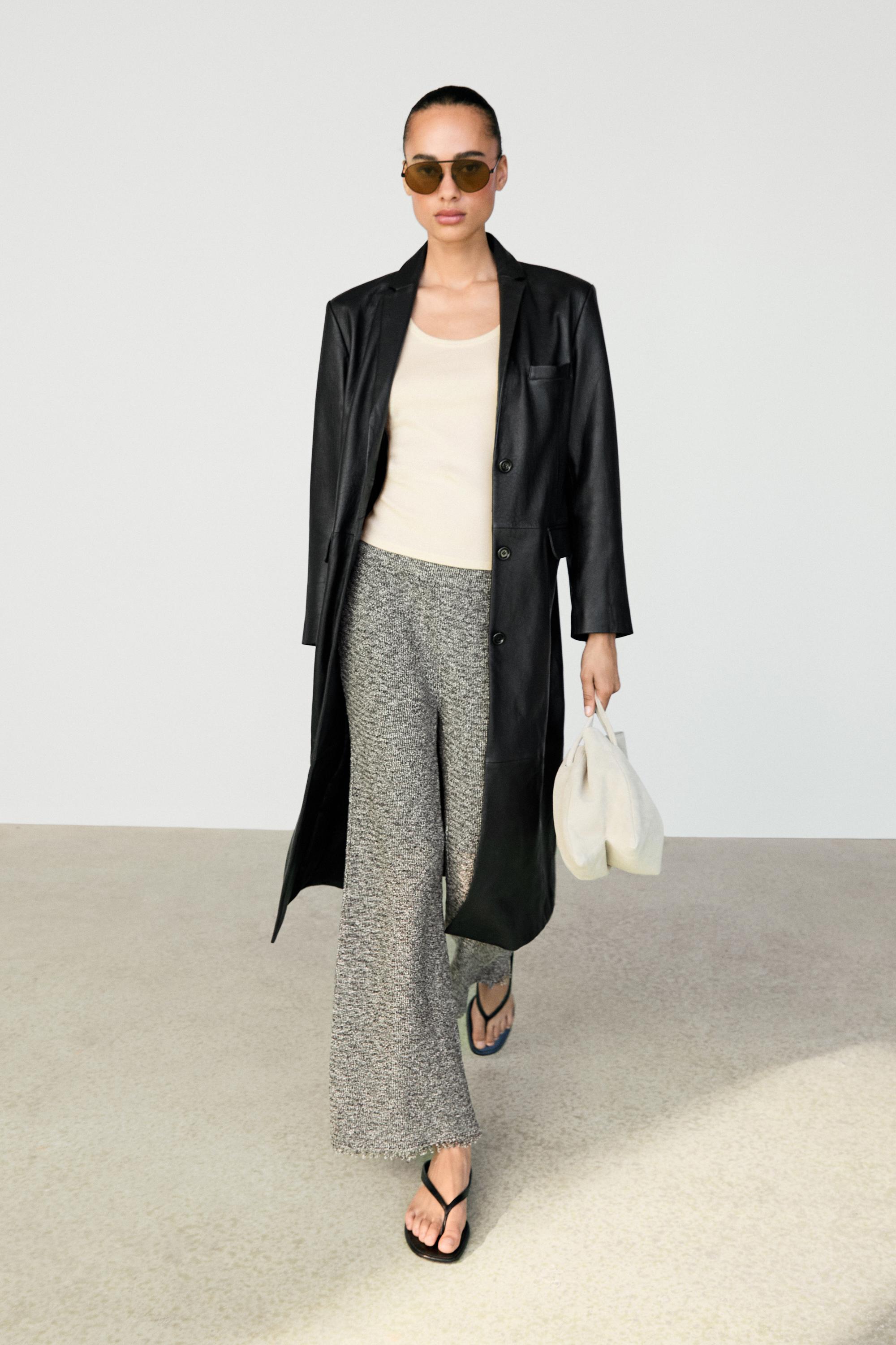 Flowing speckled pants for a total look — Gray marl
