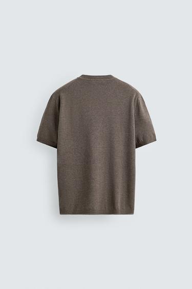 REGULAR FIT KNIT T-SHIRT - camel by Zara - Image 7