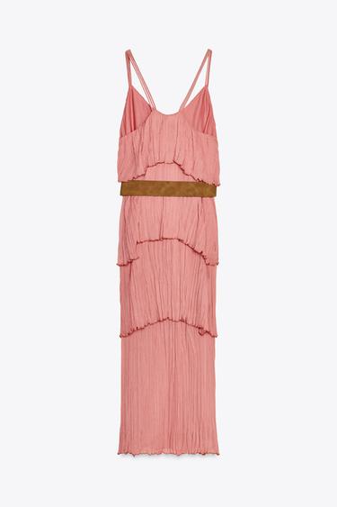 ROBE MIDI À VOLANTS CEINTURÉE - MARSALA de Zara - Image 6
