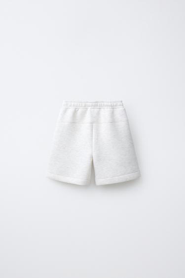 NEOPRENE SPORTY LOGO BERMUDA SHORTS - Grey marl by Zara - Image 1