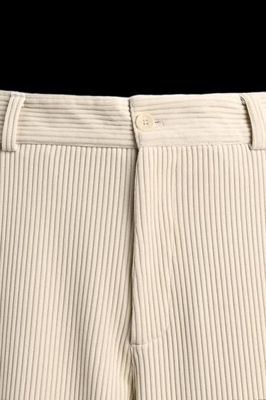 WIDE-LEG CORDUROY TROUSERS - Ecru by Zara